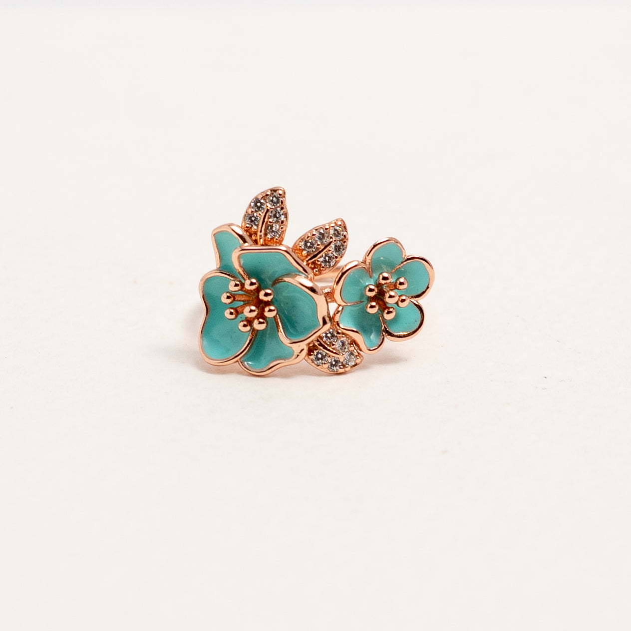 Teal Petal Statement Ring