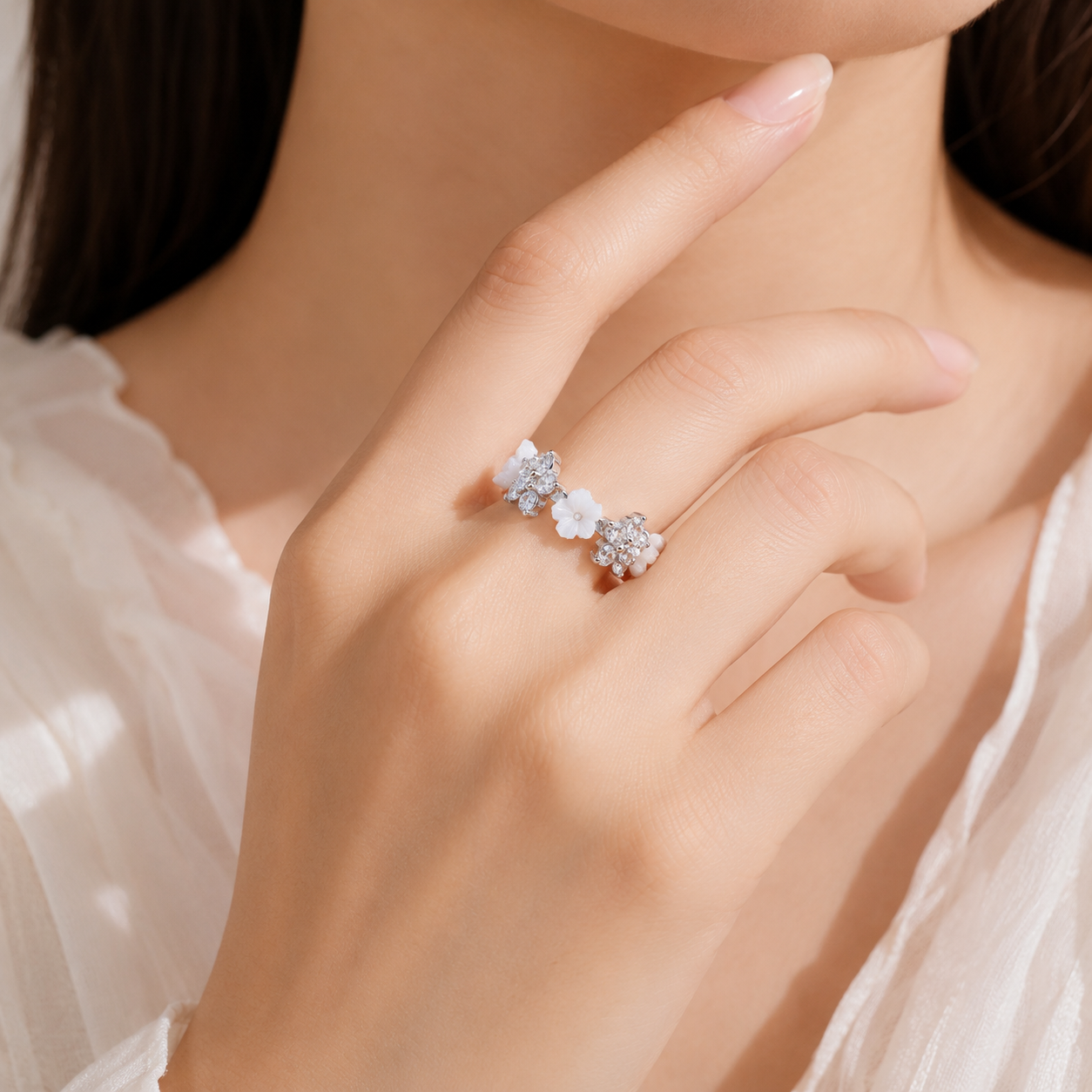 White Jasmine Flora Ring