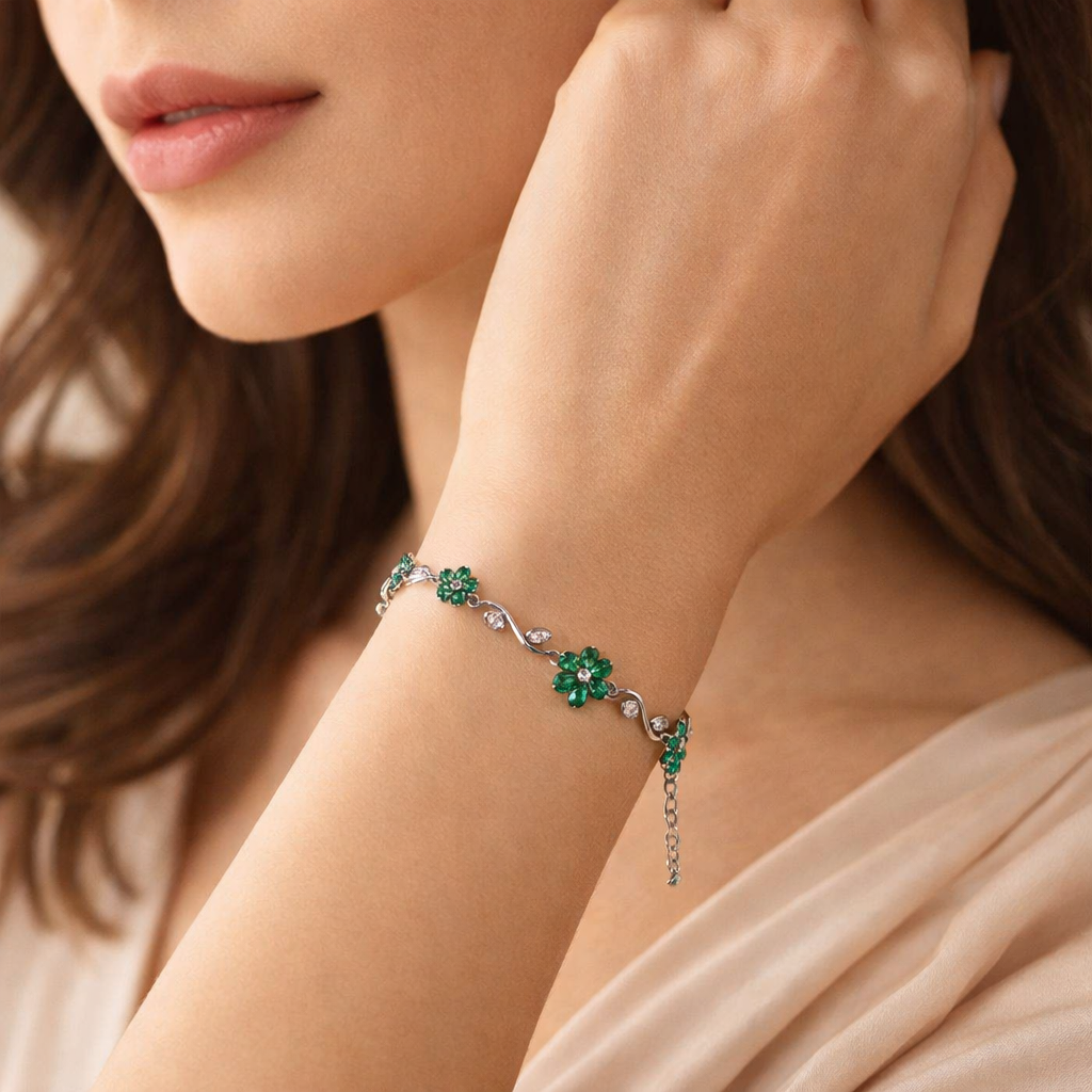Emerald Green Flower Bracelet