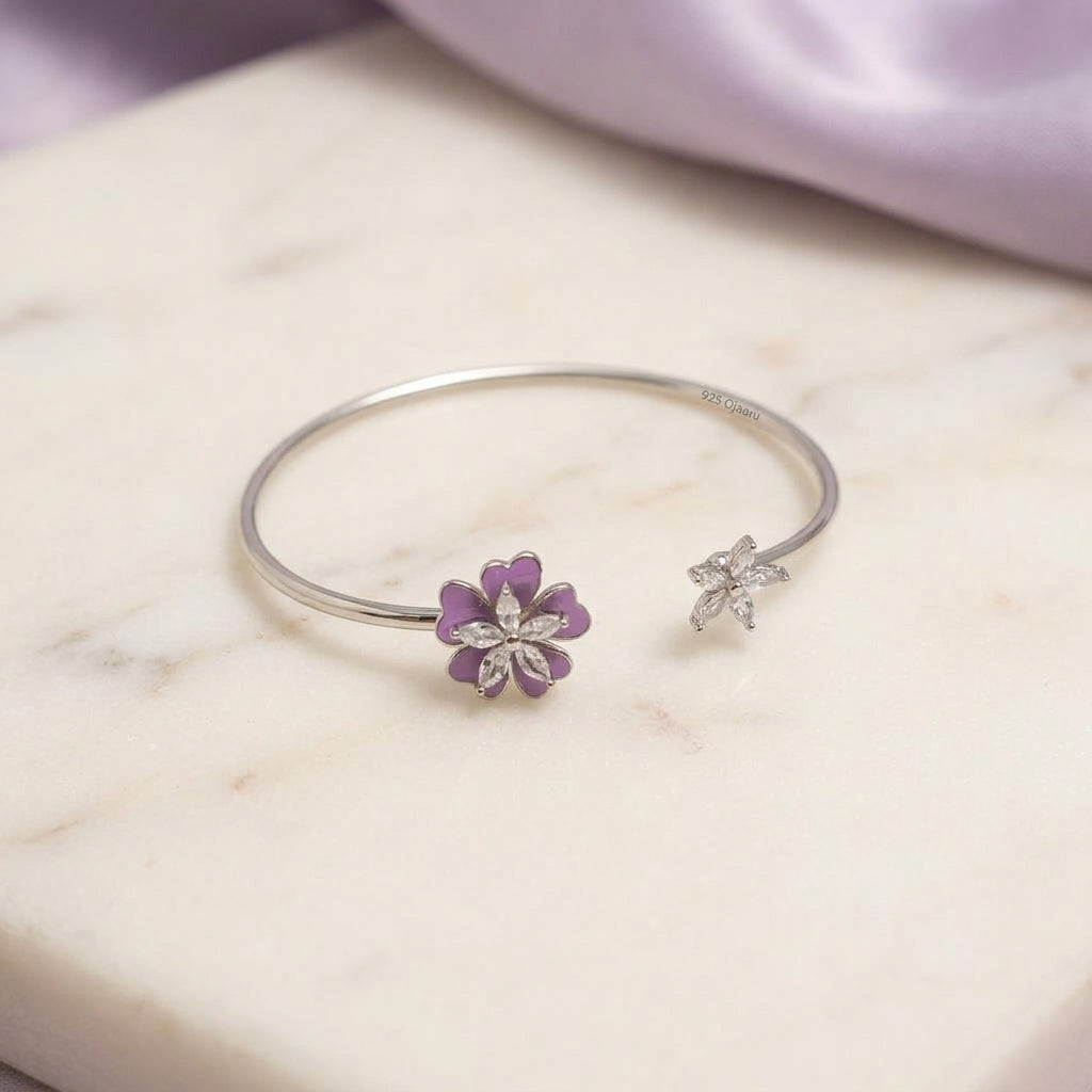 Purple Flower Open Bangle