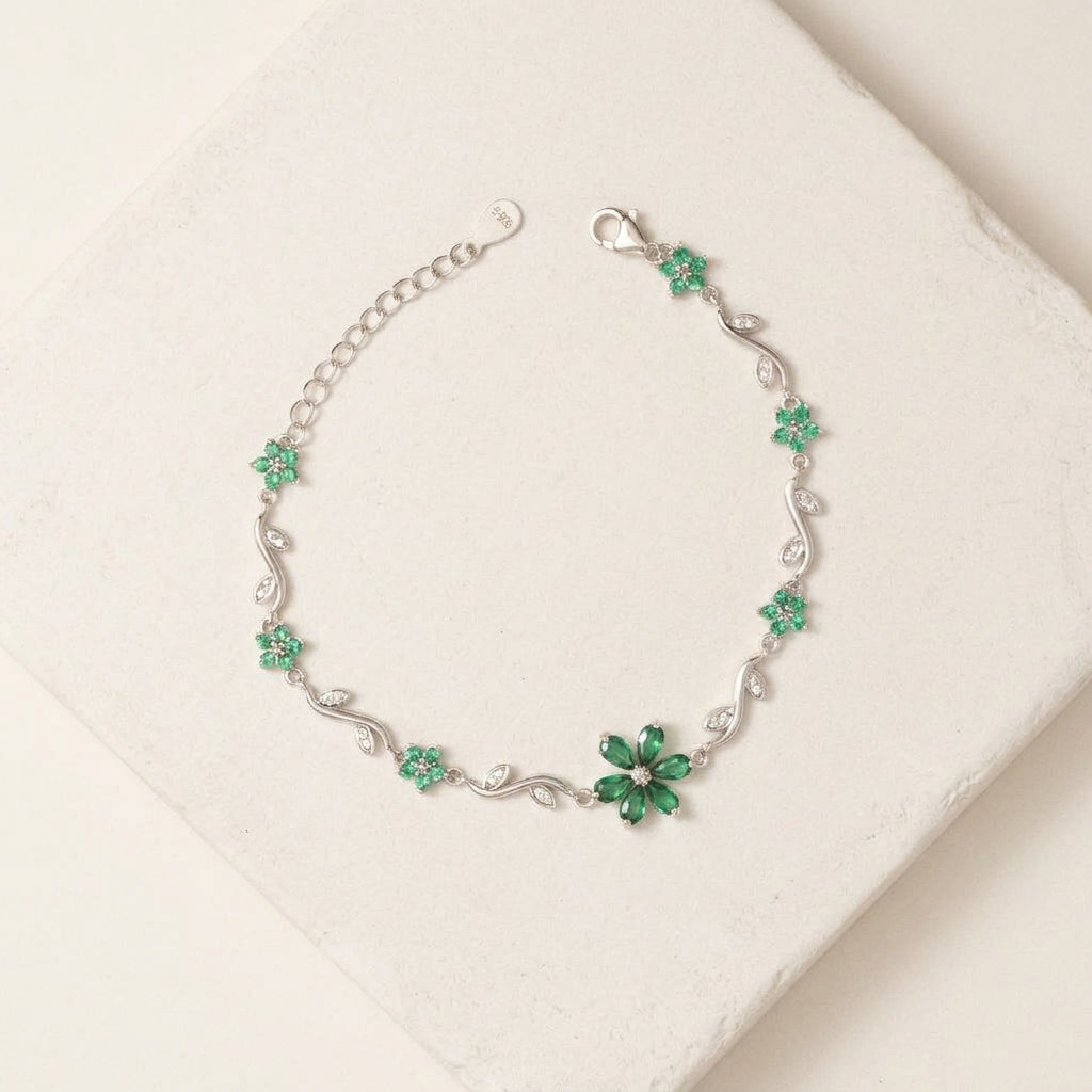 Emerald Green Flower Bracelet