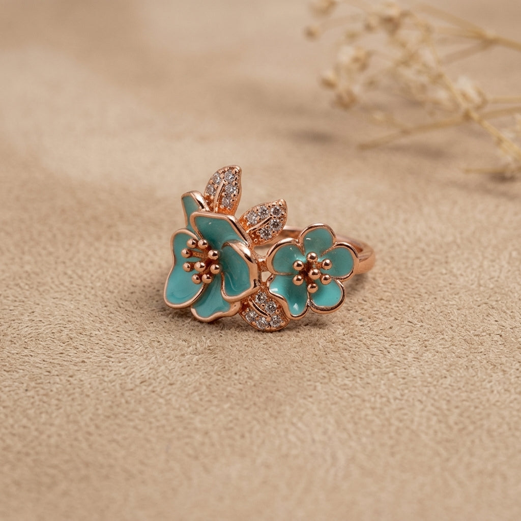 Teal Petal Statement Ring