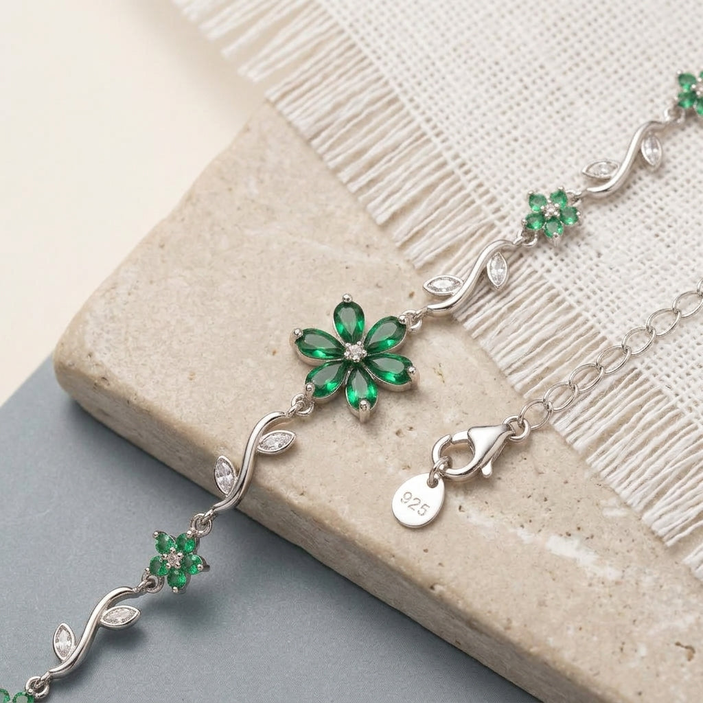 Emerald Green Flower Bracelet