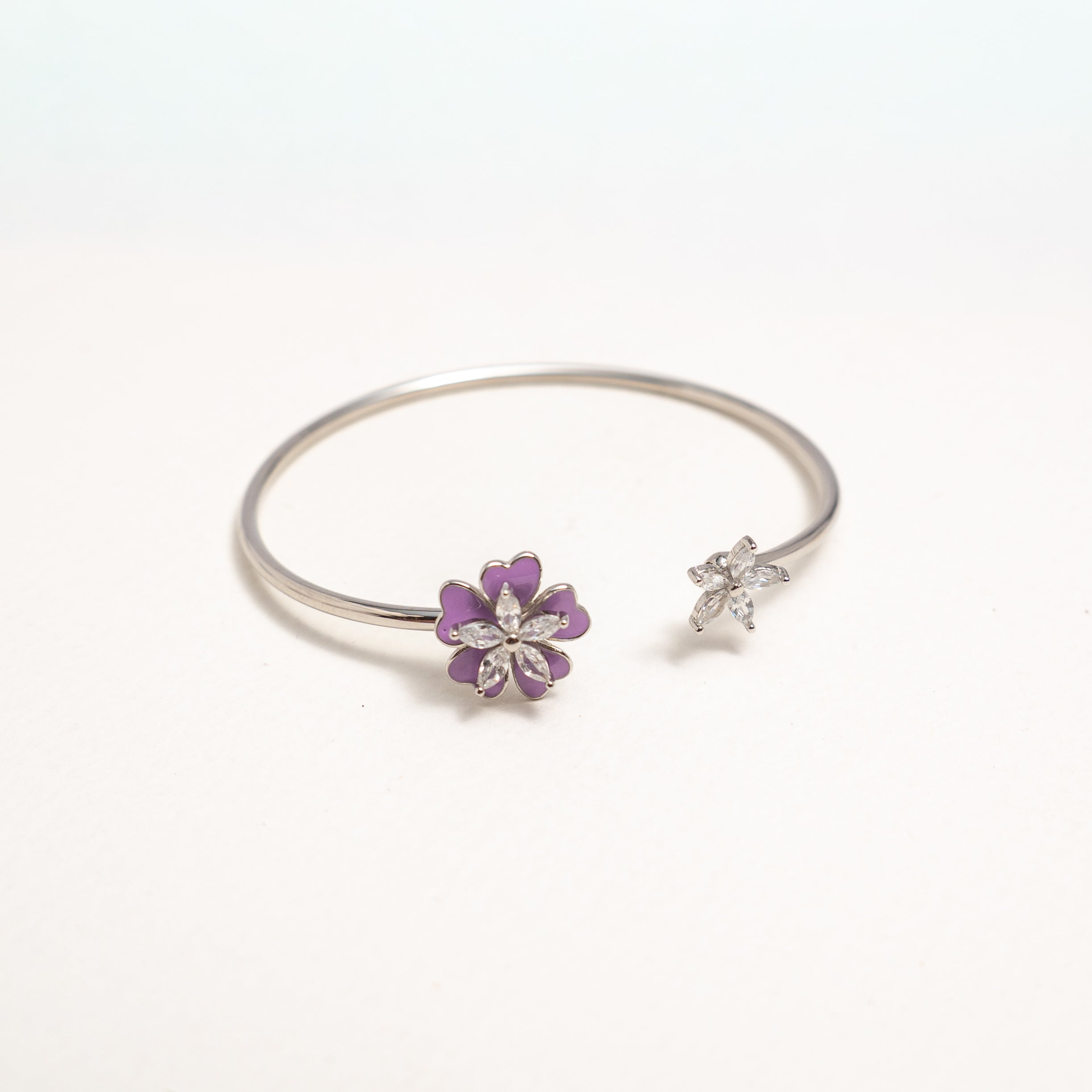 Purple Flower Open Bangle