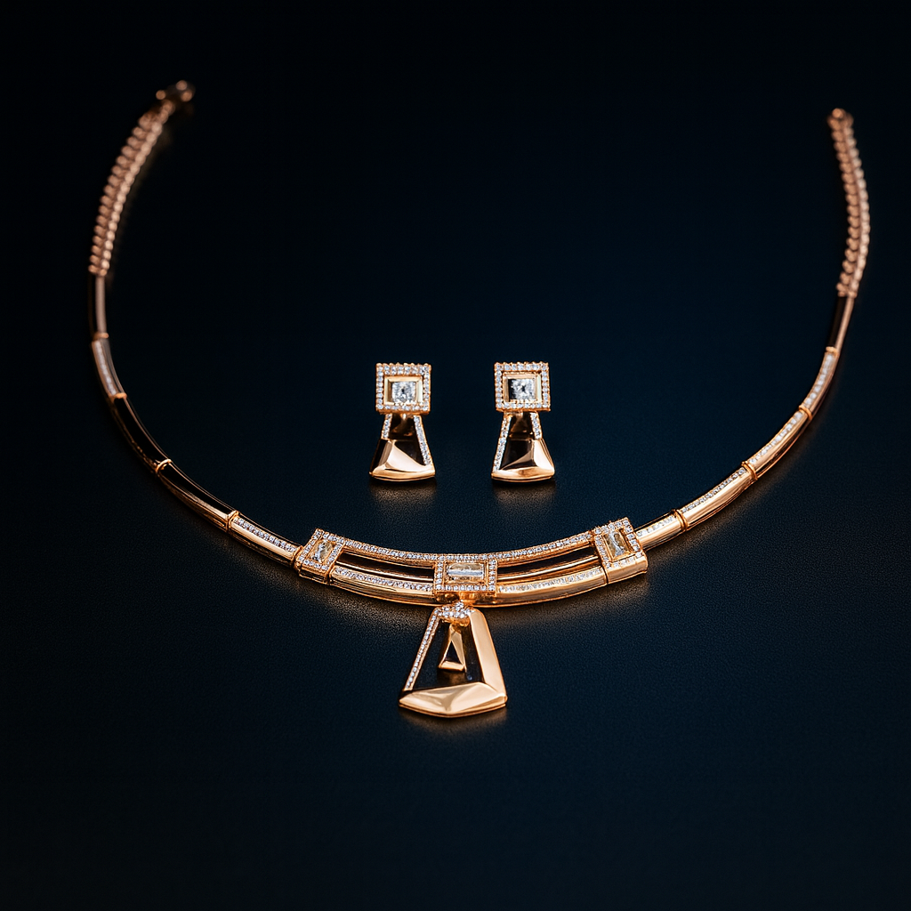 Aria Triad Choker – Triple Crystal Pendant Diamond Sparkle Luxury Neckpiece