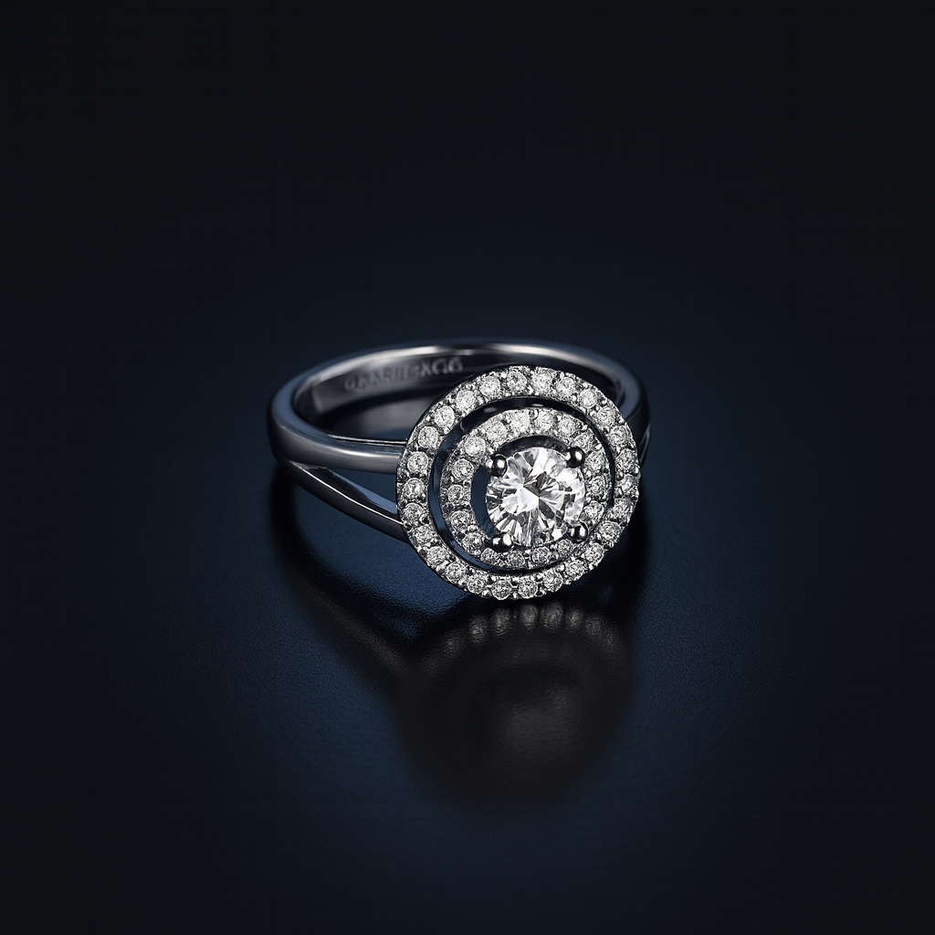 Aura Doublette Halo Round Diamond Ring – Split Shank Luxury Design