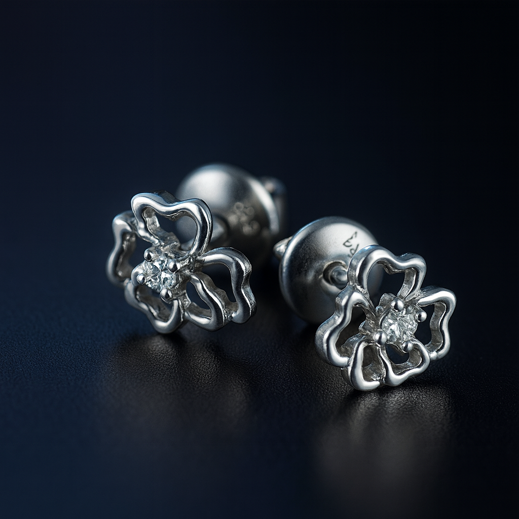 Blossom Radiance Stud Earrings – Floral Diamond Sparkle Luxury Design