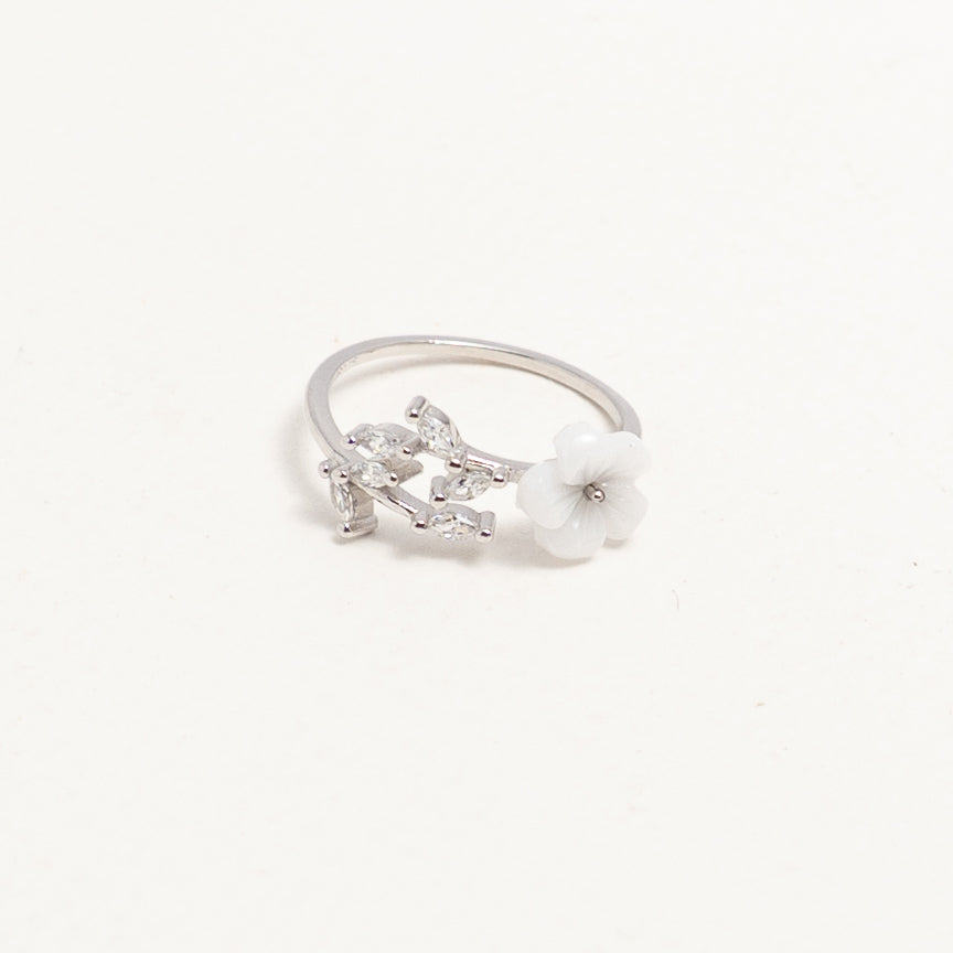 White Blossom Marquise Ring