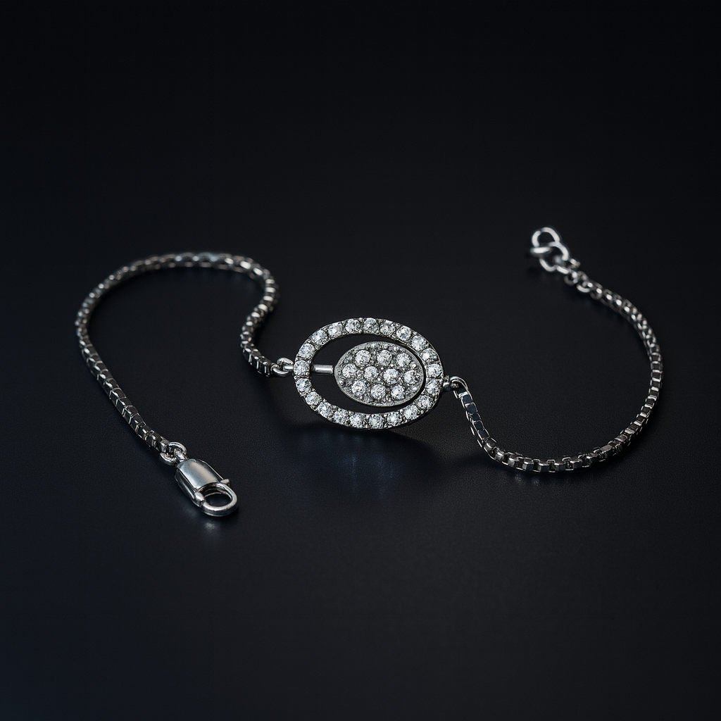 Ethereal Halo Bracelet – Radiant Circle Diamond Sparkle Luxury Wristpiece