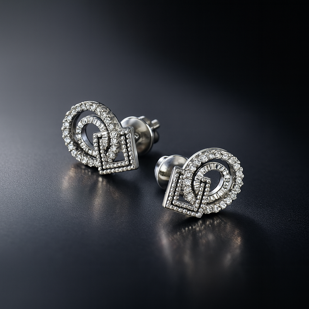 Geo Glitz Stud Earrings – Modern Geometric Diamond Sparkle Luxury Design
