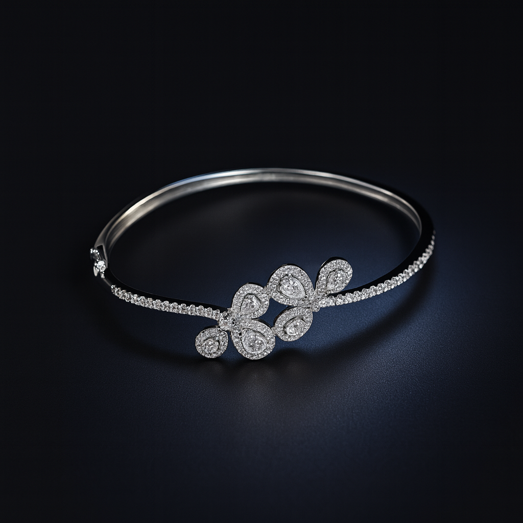 Gridlock Trio Bangle – Triple Linked Geometric Diamond Sparkle Luxury Cuff