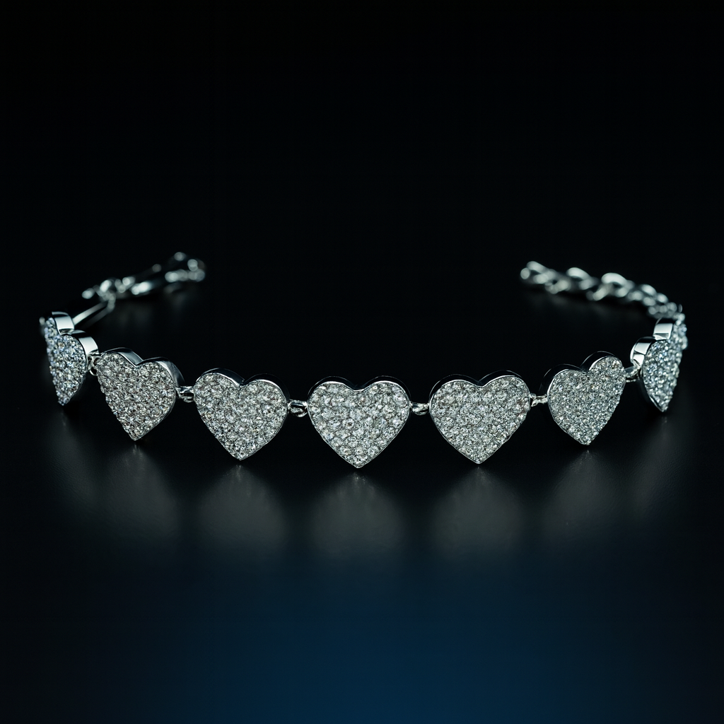 Hearts of Elegance Bracelet – Interlinked Heart Diamond Sparkle Luxury Wristpiece
