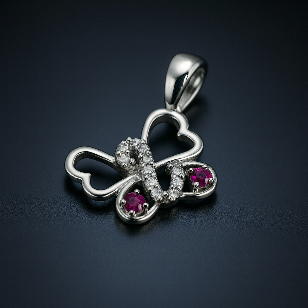 Ruby Butterfly Stud Earrings – Red Gemstone Wings Diamond Sparkle Luxury Design