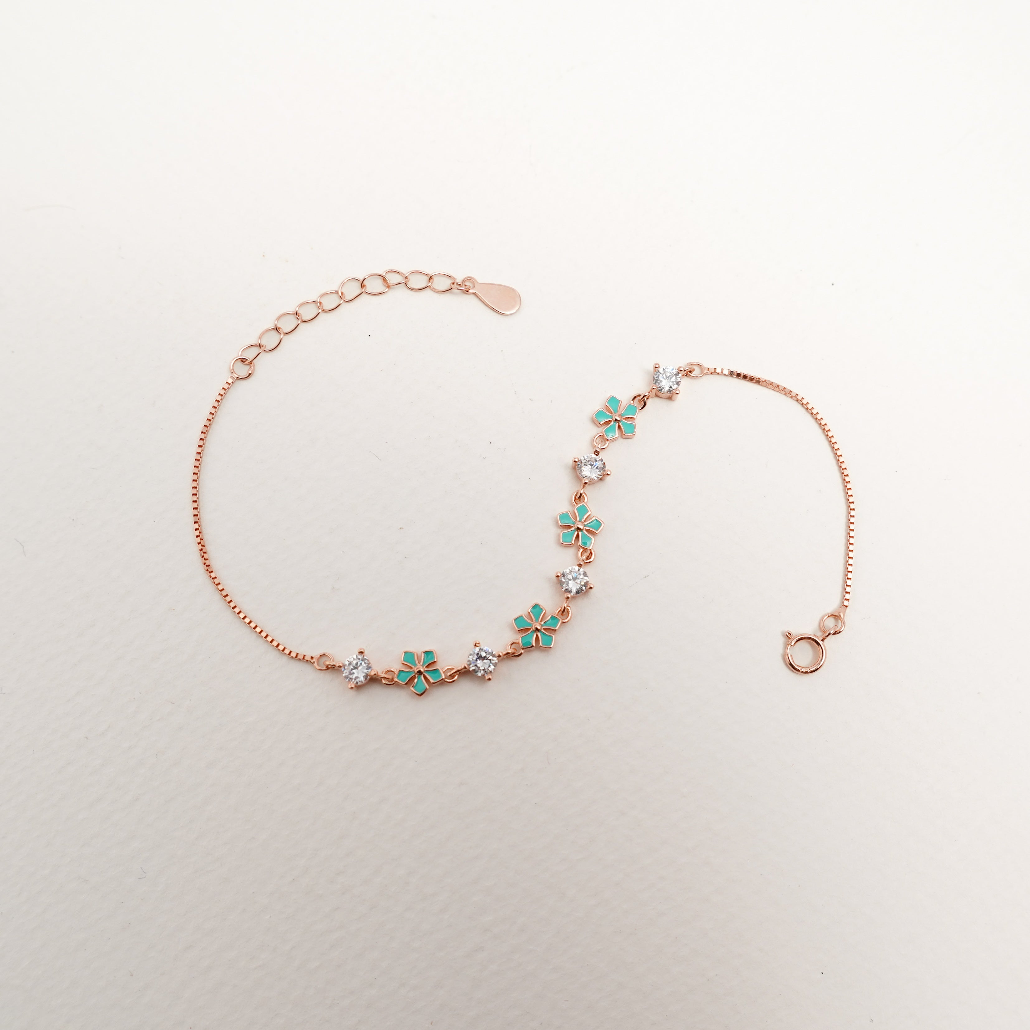 Danity Teal Flower Bracelet