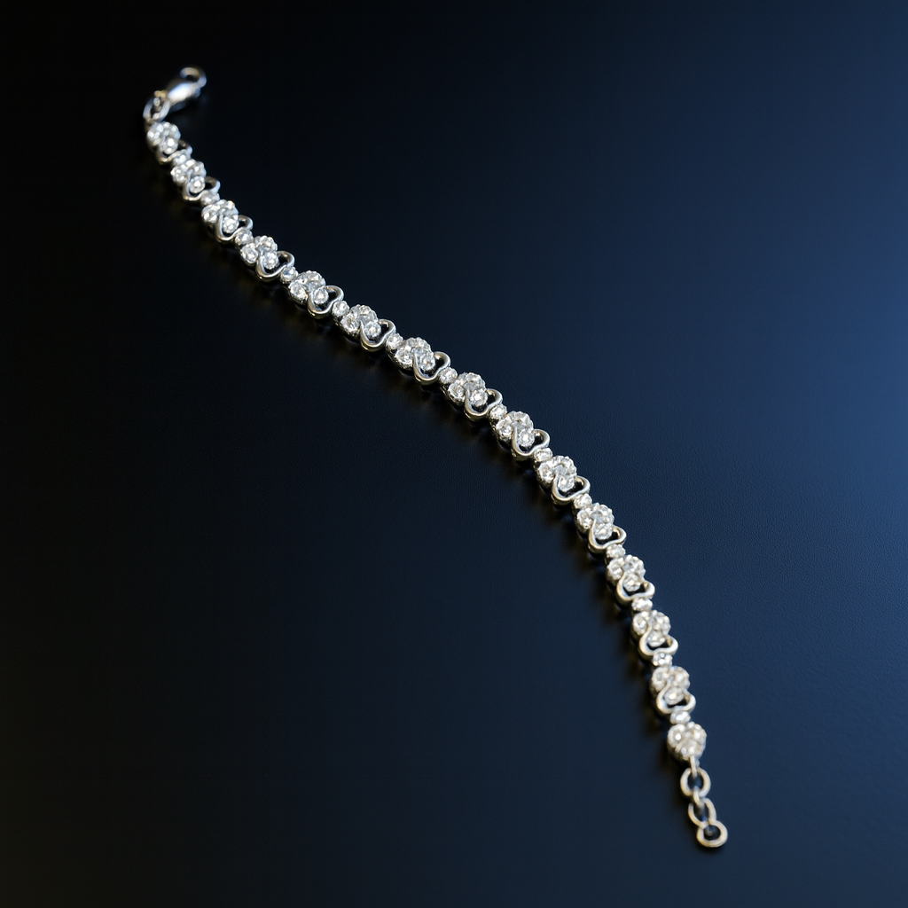 Sparkling Heart Link Bracelet – Linked Heart Diamond Shine Luxury Wristpiece