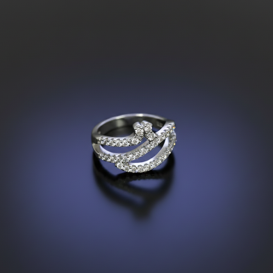 The Crisscross Promise Ring – Triple Wave Diamond Sparkle Luxury Design