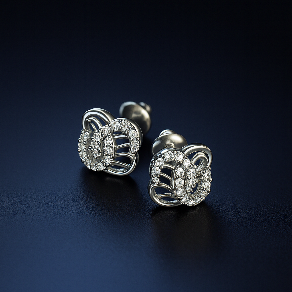 Twilight Twists Stud Earrings – Modern Twirl Diamond Sparkle Luxury Design